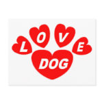 Post Card Love Dog Hearts Red postcards