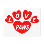 Post Card Love Paws Hearts Red postcards