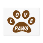Post Card Love Paws on Paws Brown postcards