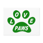 Post Card Love Paws on Paws Green postcards