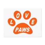 Post Card Love Paws on Paws Orange postcards