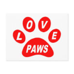 Post Card Love Paws on Paws Red postcards