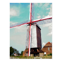 Post mill and farm buildings postcards
