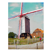 Post Mill at a farm Post Cards