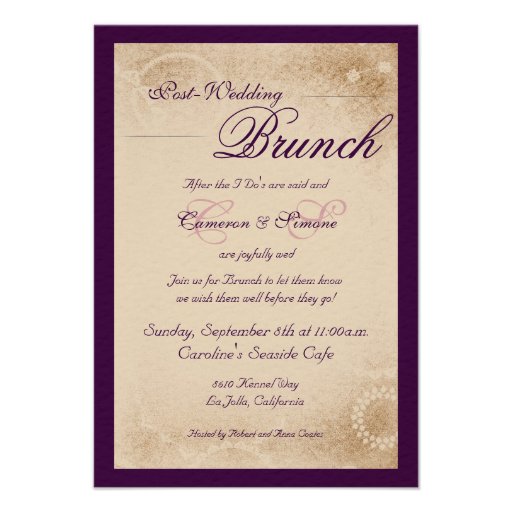 Post-Wedding Brunch -Script, Purple Invitation
