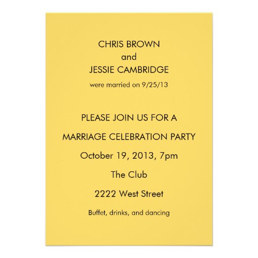 Post Wedding Party Marriage Euphemisms Invitation