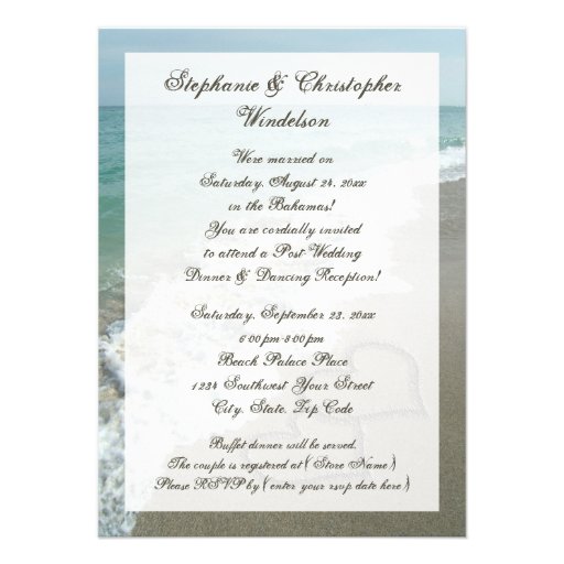 Post-Wedding Reception Destination Beach Hearts Invites