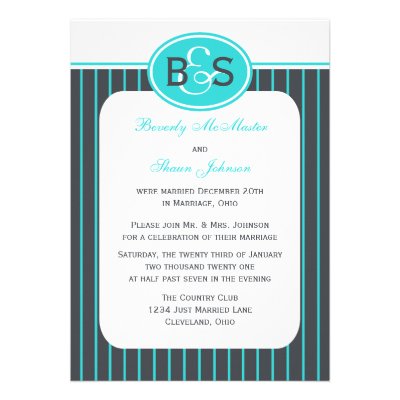 Post Wedding Reception Invitation -- Blue Monogram