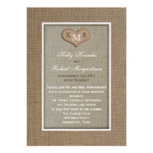 Post Wedding Reception Invitation -- Burlap