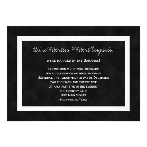 Post Wedding Reception Invitation -- Chalkboard