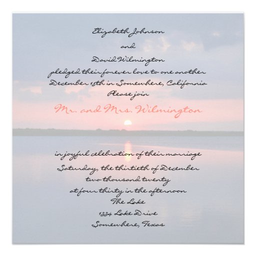 Post Wedding Reception Invitation - Heart Sunset