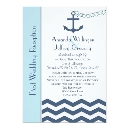 Post Wedding Reception Invitation - Nautical 5" X 7" Invitation Card