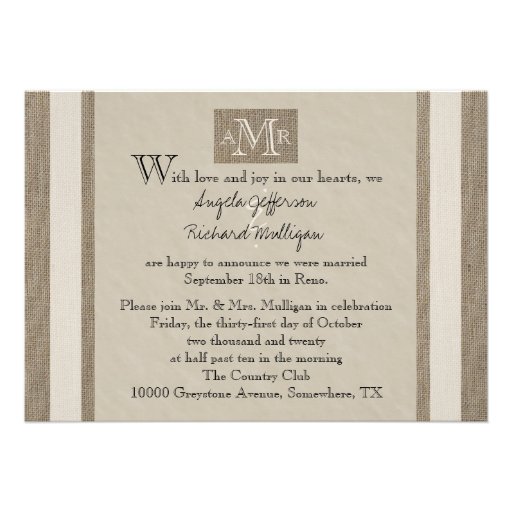 Post Wedding Reception Invitation - Parchment Look