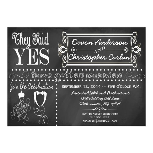 Post Wedding Trendy Chalkboard Invitation