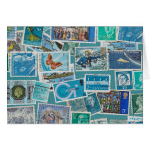 Postage Bleu Greeting Card