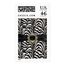 Postage Diamond Jewel Black White Zebra stamp