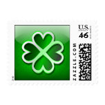 Postage glossy green quatrefoil, St. Patrick's