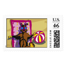 Postage large Dog Holiday pink
