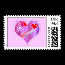 Postage - Pink Heart, Valentine stamps