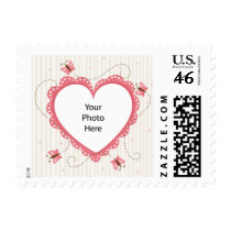 Postage: Pink lace heart photo frame