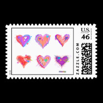 Postage - Pop Art Crazy Hearts stamps