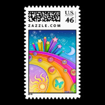 Postage - Retro Pop Art Sixties Sky stamps