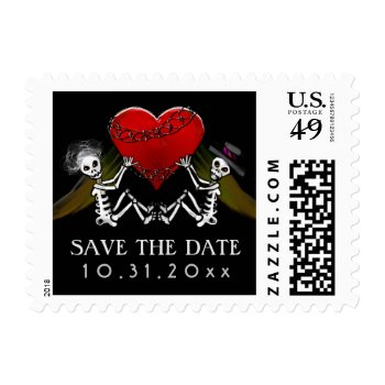 Postage - Save The Date  - Skeletons With Heart by juliea2010 at Zazzle