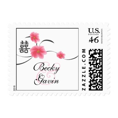 Postage Small Cherry Blossom Double Happiness