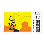 Postage Stamp Cute Yellow Happy Smiling Bumble Bee