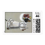 postage stamp dachshund w dress & hat