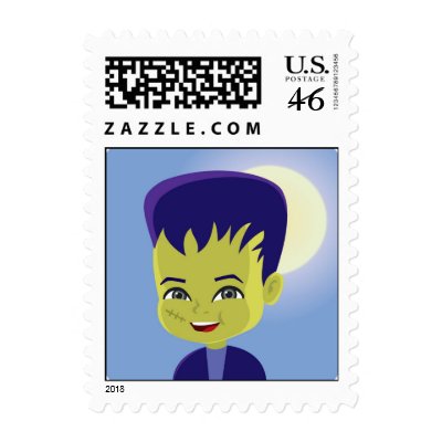 postage stamp halloween art holiday collection