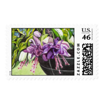 Postage Stamp - "Lisa" - fuchsia watercolor