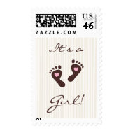 Postage stamp: New baby girl arrival announcement stamp
