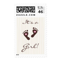 Postage stamp: New baby girl arrival announcement