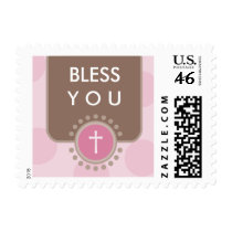 POSTAGE STAMP :: polka dot - pink