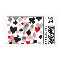 Postage Stamp Vintage Card Suit Collage Red & Blk