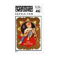 Postage Stamp Vintage Valentine Guitar stamp