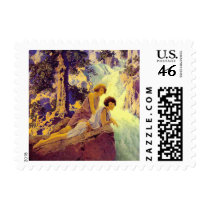 Postage Stamp:  Waterfall - by Maxfield Parrish