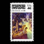 Postage Stamp:  Waterfall - by Maxfield Parrish