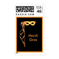 Postage Stamp ~ Yellow Ribboned Mardi Gras Mask
