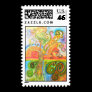 Postage Stamps with Psychedelic Tree Design