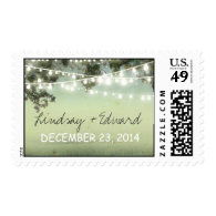 postage stamps with string lights