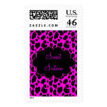 Postage Sweet Sixteen Pink Black Cow
