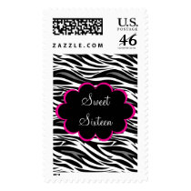 Postage Sweet Sixteen Pink Black Zebra White