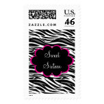 Postage Sweet Sixteen Pink Black Zebra White postage