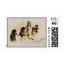 Postage-Vintage Christmas Cats Dogs Dancing postage by forbes1954 Postage-Vintage Christmas Cats Dogs Dancing postage