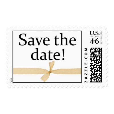 Postage - Wedding - Save the Date - Gold Ribbon by necessitees