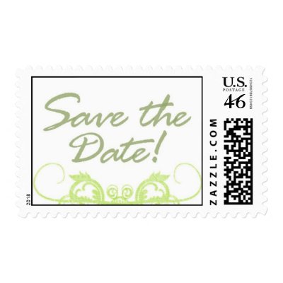 Postage - Wedding - Save the Date - Green Scroll by necessitees