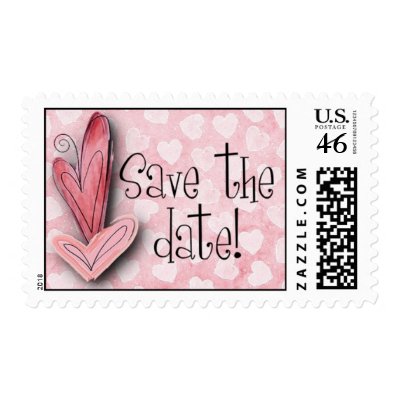 Postage - Wedding - Save the Date - Pink Hearts