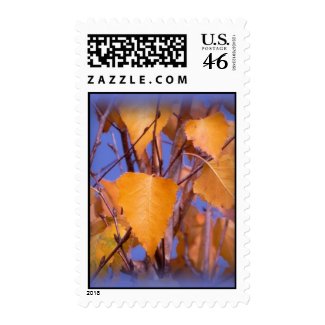 Postage with autumn leaves stamp